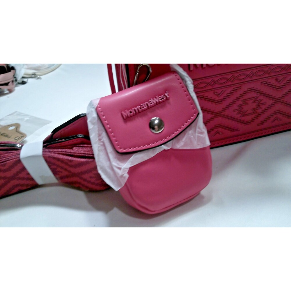 Pink Montana West Embroidered Aztec Tote Bag w/ Coin bag, Earings, Shoulder Strp - Picture 7 of 14